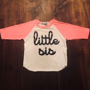 Baby girls “little sis” raglan t-shirt, 6-12 mos